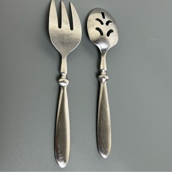 2 Pc Townhouse Serving Meat Fork Pierced Spoon Cambridge Stainless Flatware - Picture 2 of 9